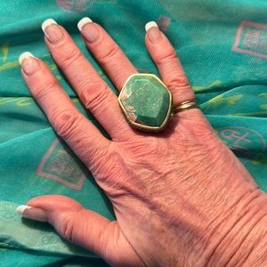 Big, synthetic turquoise ring size 7